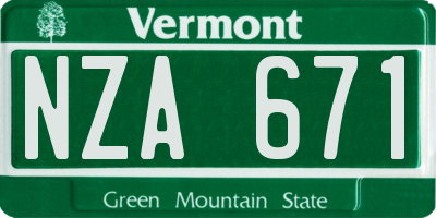 VT license plate NZA671