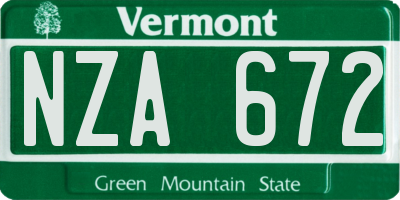 VT license plate NZA672