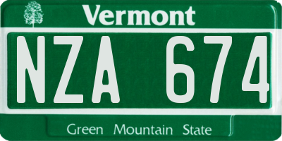 VT license plate NZA674