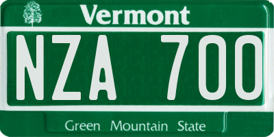 VT license plate NZA700