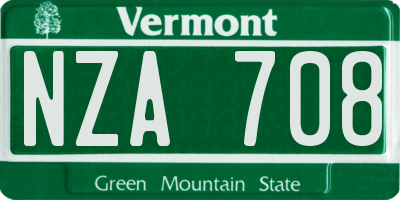 VT license plate NZA708