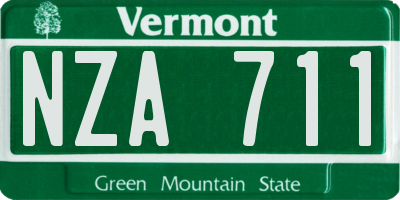 VT license plate NZA711