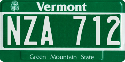 VT license plate NZA712