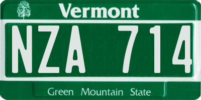 VT license plate NZA714
