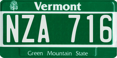 VT license plate NZA716