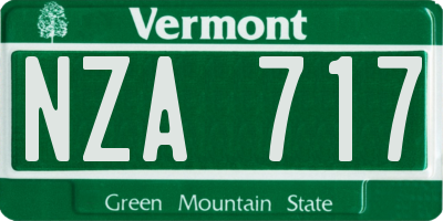 VT license plate NZA717