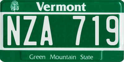 VT license plate NZA719