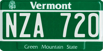 VT license plate NZA720