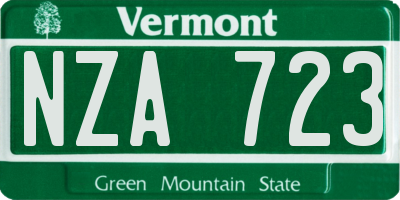 VT license plate NZA723