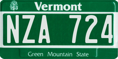 VT license plate NZA724