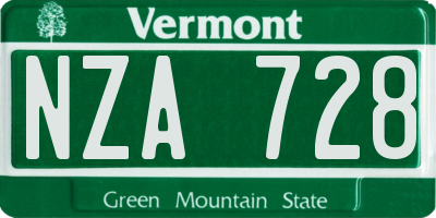 VT license plate NZA728