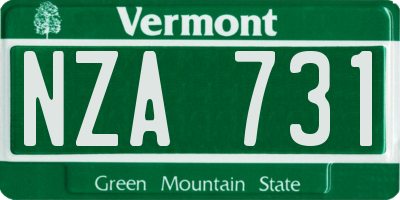 VT license plate NZA731