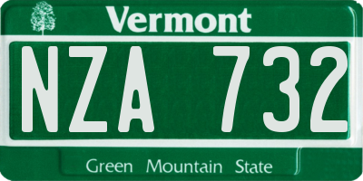VT license plate NZA732