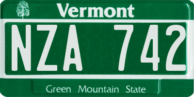 VT license plate NZA742