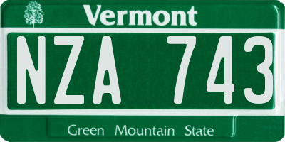 VT license plate NZA743