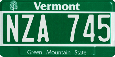 VT license plate NZA745