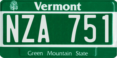 VT license plate NZA751