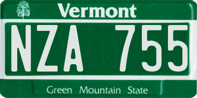 VT license plate NZA755