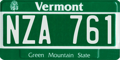 VT license plate NZA761