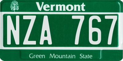 VT license plate NZA767