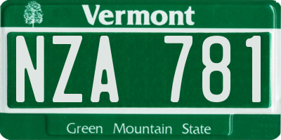 VT license plate NZA781