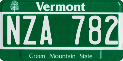 VT license plate NZA782