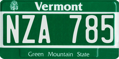 VT license plate NZA785