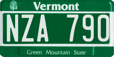 VT license plate NZA790
