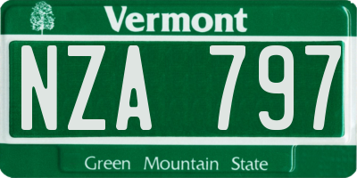 VT license plate NZA797
