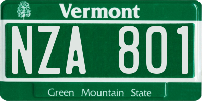 VT license plate NZA801