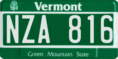 VT license plate NZA816