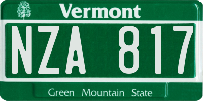 VT license plate NZA817