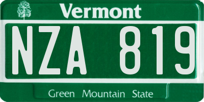 VT license plate NZA819