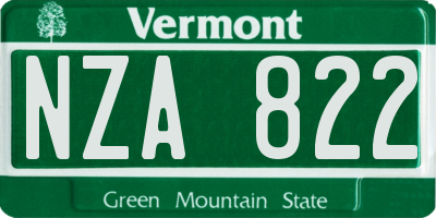 VT license plate NZA822