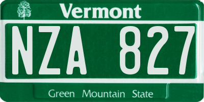 VT license plate NZA827