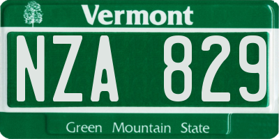 VT license plate NZA829