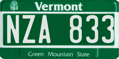 VT license plate NZA833