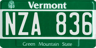 VT license plate NZA836