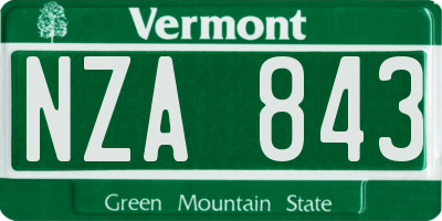 VT license plate NZA843