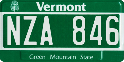 VT license plate NZA846
