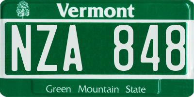 VT license plate NZA848