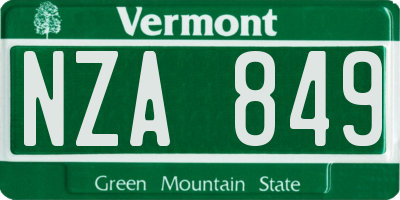 VT license plate NZA849