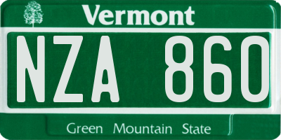 VT license plate NZA860