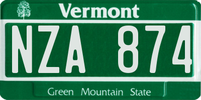 VT license plate NZA874