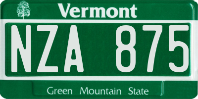 VT license plate NZA875
