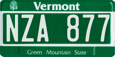 VT license plate NZA877