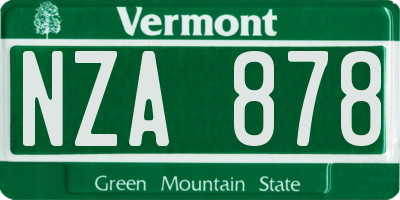 VT license plate NZA878