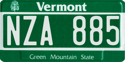 VT license plate NZA885