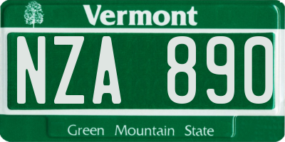 VT license plate NZA890