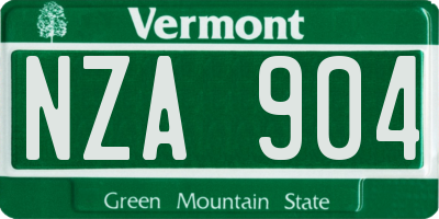 VT license plate NZA904